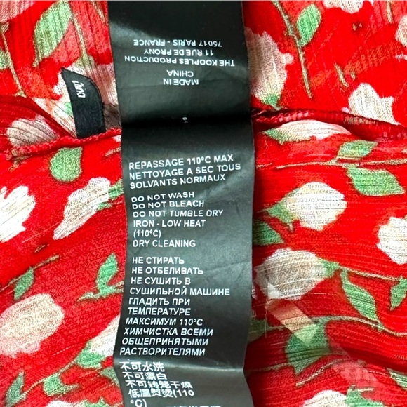 THE KOOPLES | Sheer Floral Print Cami Scallop Edge Red Small/1 - Picture 9 of 11